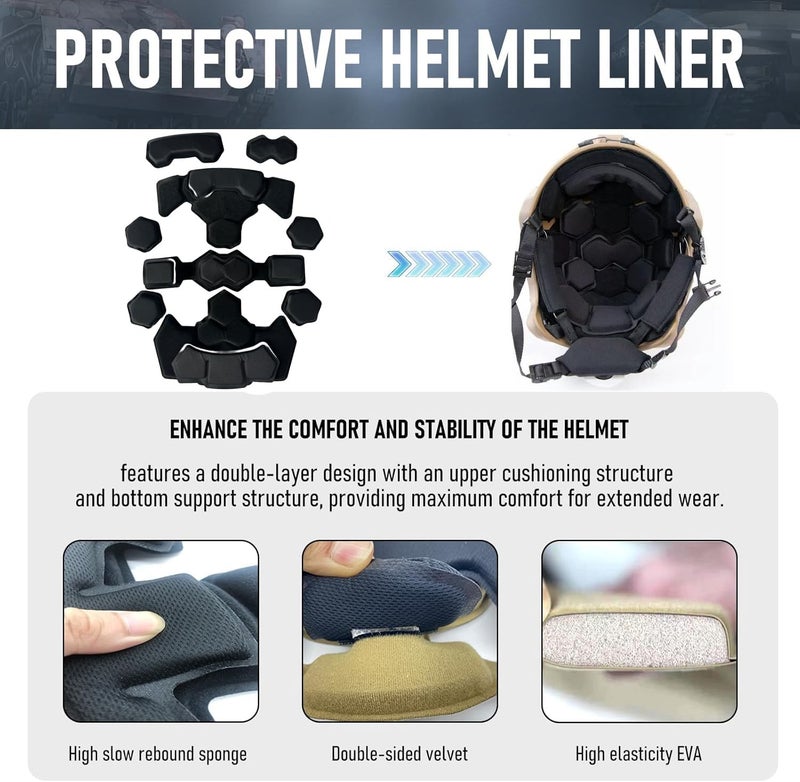 BShasrlim Multi-Sport Helmet Pad Inserts - Universal Helmet Comfort Padding Kit - Memory Foam Replacement Pads for Cycling, Motorcycle,Airsoft,Sports & Safety Helmets - Image 5
